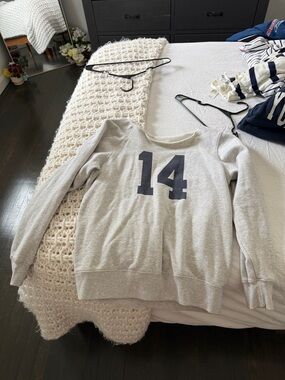 Brandy Melville Gray Sweatshirt with Navy '14' Graphic
